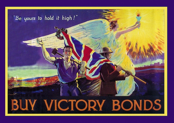 Buy Victory Bonds!, Canada WW I Poster, on heavy cotton canvas, 22x27in. approx.