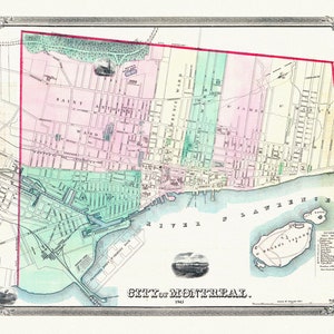 Magnus, City of Montreal, 1863, map on heavy cotton canvas, 20x27" approx.