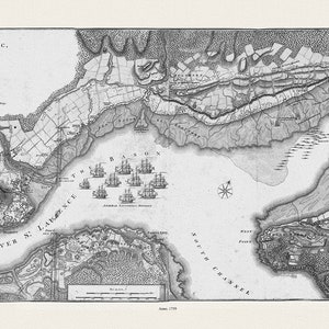 Jefferys, A correct plan of the environs of Quebec, and of the battle fought on the 13th September, 1759, Map on canvas 20x25"