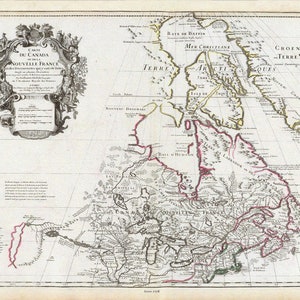 Delisle, Le Canada, 1708, mapa na grubym płótnie bawełnianym, ok. 20 x 25".
