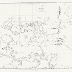 Descubrimientos en el Mar Ártico hasta MDCCCLIV (1854), mapa sobre lienzo de algodón duradero, 50 x 70 cm, 20 x 25" aprox.