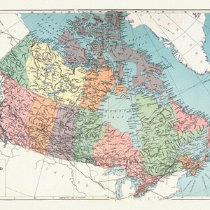 Geographia Map Company, Kanada i Nowa Fundlandia, 1935, mapa na grubym płótnie bawełnianym, ok. 20 x 25".