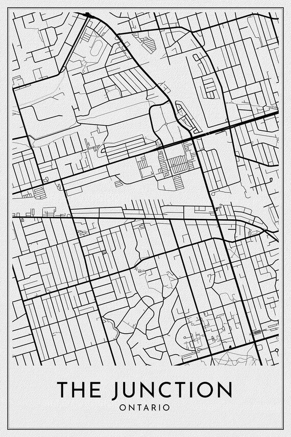 The Junction, Toronto, A Modern Map, Ver. I, on durable cotton canvas, 50 x 70 cm, 20 x 25" approx.