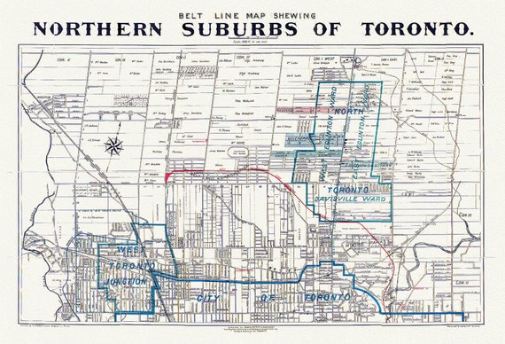 Toronto: Unwin Foster & Proudfoot, Beltline Map of Toronto, 1890