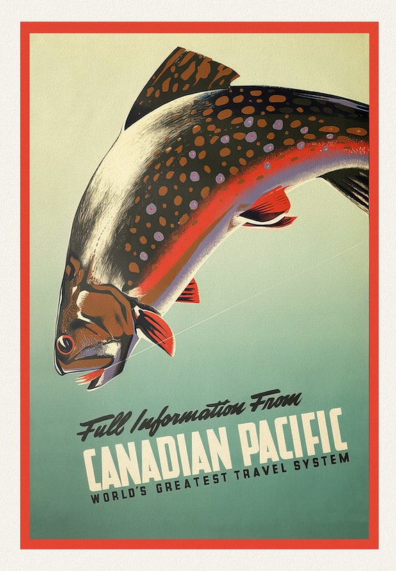 Sport Fishing, Canadian Pacific, The World's Greatest Travel System, 1942, poster on heavy cotton canvas, 45 x 65 cm, 18 x 24" approx.