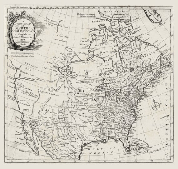 Carver, A new map of North America, from the latest discoveries, 1778 , map on heavy cotton canvas, 22x27" approx.