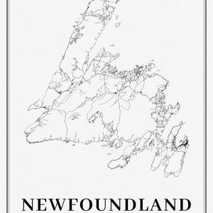 Neufundland, A Modern Map auf schwerer Baumwollleinwand, 45 x 65 cm, 18 x 24" ca.