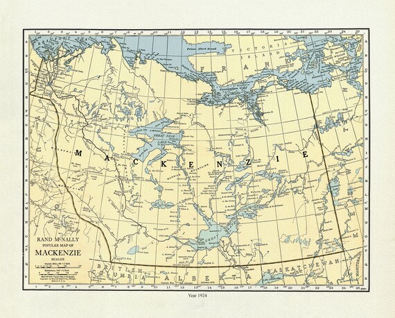 Mackenzie, 1924, Rand McNally & Company, Commercial Atlas, , map on durable cotton canvas, 50 x 70 cm, 20 x 25" approx.