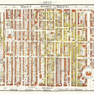 Placa 25, Toronto Centro-Oeste, Anexo Sul, 1913, mapa em tela de algodão grosso, 20 x 30" aprox.