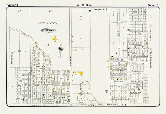 Plate 73, Toronto Uptown West, Wychwood North, 1910, map on heavy cotton canvas, 20 x 30" approx.