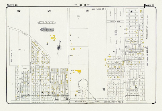 Plate 73, Toronto Uptown West, Wychwood North, 1910, map on heavy cotton canvas, 20 x 30" approx.