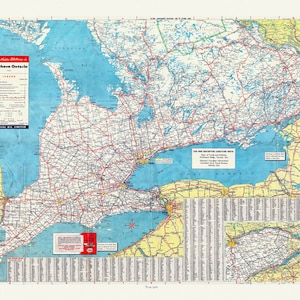 Road Map of Southern Ontario, 1955 , Karte auf schwerer Baumwollleinwand, ca.