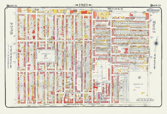 Plate 31, Toronto West, Bloorcourt, Dovercourt, 1923, Map on heavy cotton canvas, 18x27in. approx.