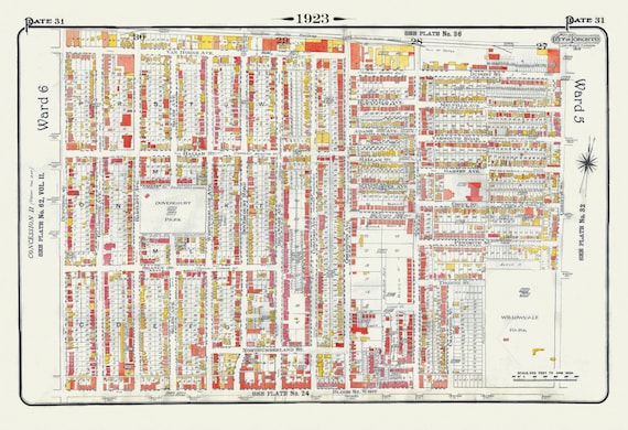 Plate 31, Toronto West, Bloorcourt, Dovercourt, 1923, Map on heavy cotton canvas, 18x27in. approx.