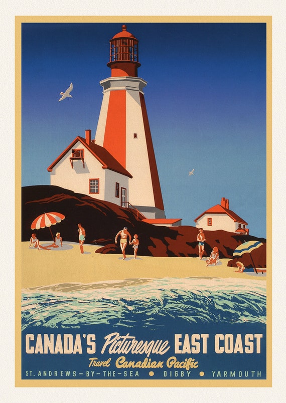 Canada's Picturesque East Coast, travel poster on heavy cotton canvas, 45 x 65 cm, 18 x 24" approx.