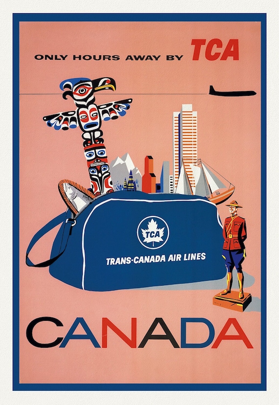 Canada, By Trans-Canada Airways, travel poster on heavy cotton canvas, 20x25" approx.