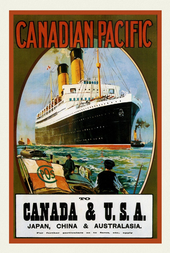 Canadian Pacific, Travel to Canada & USA, travel poster on heavy cotton canvas, 45 x 65 cm, 18 x 24" approx.