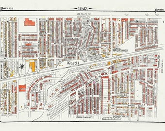 Plate 110, Toronto East, Danforth and Woodbine South, 1923, Map on heavy cotton canvas, 18x27in. approx.