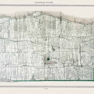 Carte du canton d’Ameliasburgh, dans le comté de Prince Edward, 1880, carte sur toile de coton lourde, 45 x 65 cm, 18 x 24 » env.