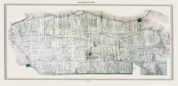 Map of Ameliasburgh Township, in Prince Edward County, 1880, map on heavy cotton canvas, 45 x 65 cm, 18 x 24" approx.