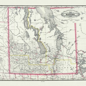 Cram, Manitoba, 1889, mapa na grubym płótnie bawełnianym, ok. 22x27".