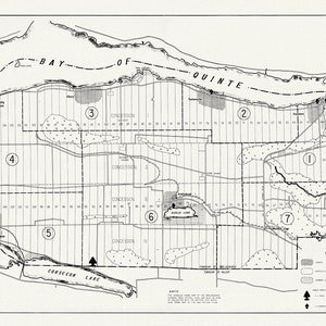 Comté de Prince Edward, zone de planification d’Ameliasburgh, 1968, carte sur toile de coton lourde, 45 x 65 cm, 18 x 24 » env.