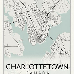 Charlottetown, Île-du-Prince-Édouard, carte sur toile de coton lourde, 45 x 65 cm, 18 x 24 » env.
