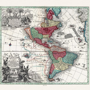 Seutter, Novis Orbis sive Amerika, 1730, Karte auf schwerer Baumwollleinwand, 22 x 27 in