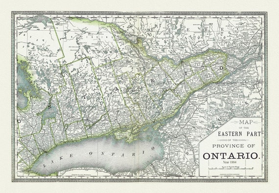 H.H. Hardesty & Co., Map of Ontario, No. 2, Eastern Part, 1884, map on heavy cotton canvas, 22x27" approx