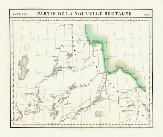 Vandermaelen, Partie, Nouvelle Bretagne (Manitoba), 1827 , map on heavy cotton canvas, 22x27" approx.
