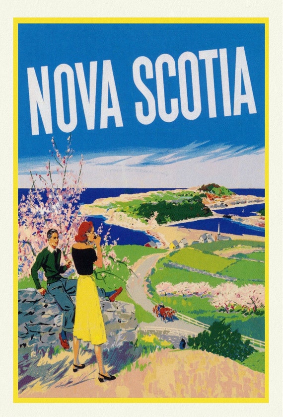 Nova Scotia, Vintage Travel Poster , vintage print on canvas, 50 x 70 cm, 20 x 25" approx.