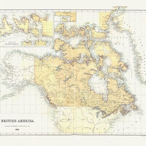 Amérique britannique, 1856, carte sur toile de coton lourde, 50 x 70 cm, 20 x 25 » env.