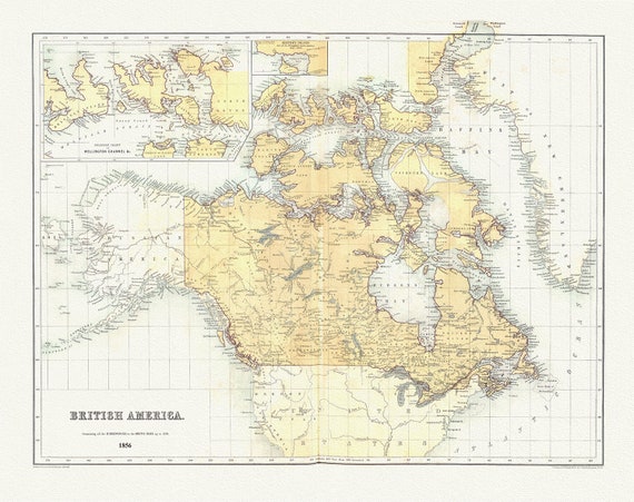 British America, 1856, map on heavy cotton canvas, 50 x 70 cm, 20 x 25" approx.