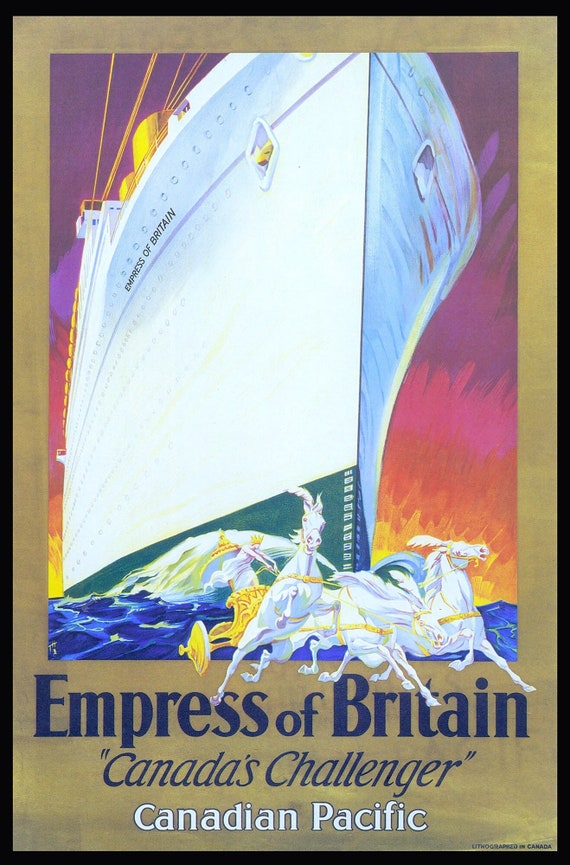 Canadian Pacific , Empress of Britain Ver. II , travel poster reprinted on durable cotton canvas, 50 x 70 cm, 20 x 25" approx.