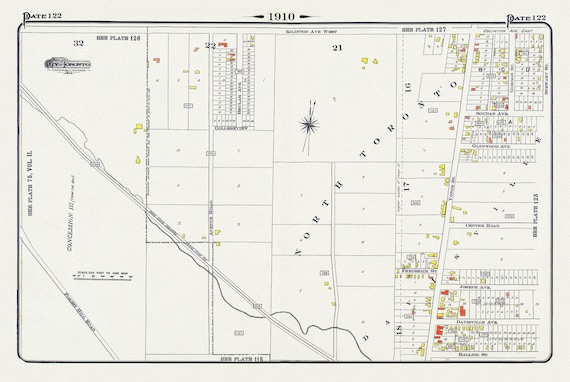 Plate 122, North Toronto, South of Eglinton Avenue, 1910 , map on heavy cotton canvas, 20 x 30" approx.