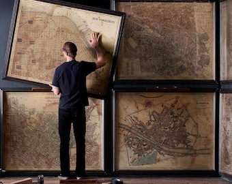 Now you can order a Custom sized Map ! ... To fit an old frame. Create your Own layout....No need for fragile Glass !