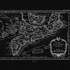 Bellin, Carte De L'Acadie et Pays Voisins, 1764 Ver. IIBWI, map on durable cotton canvas, 50 x 70 cm, 20 x 25" approx.