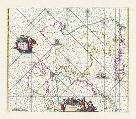 Septemtrionaliora Americae a Groenlandia, per Freta Davidis et Hudson van Groenland door de Straet Davis ende Straet Hudson, 1765