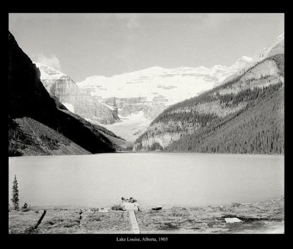 Lake Louise, Alberta, 1905 , Vintage Photograph on canvas, 50 x 70 cm, 20 x 25" approx.