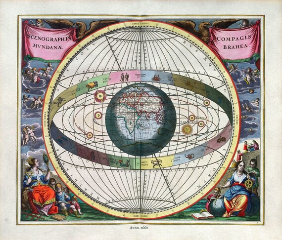 Cellarius, Harmoni Macrocosmica VII, 1660,  celestial map on durable cotton canvas, 50 x 70 cm or 20x25" approx.