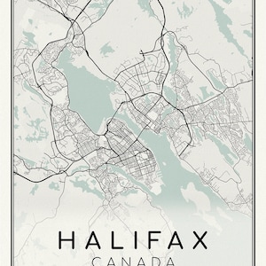 Halifax, Nova Scotia, A Modern Map, auf schwerer Baumwollleinwand, 45 x 65 cm, 18 x 24" ca.