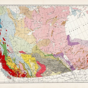 Canada Department of the Interior, West sheet. Geological Map of the Dominion of Canada, 1915, map on heavy cotton canvas, 22x27" approx.