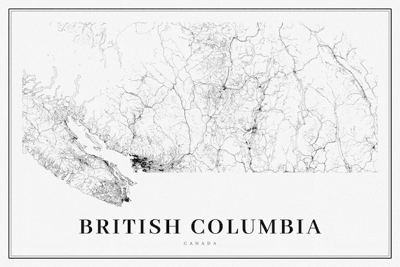 British Columbia, Southern Part, A Modern Map, map on heavy cotton canvas, 45 x 65 cm, 18 x 24" approx.