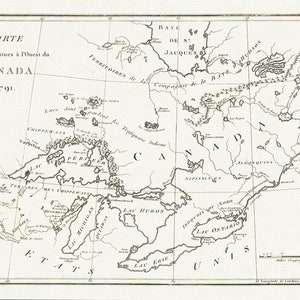 Carte des Pays situes a l'Ouest du Canada、スティーブン H. ロング認証、1791 年、耐久性のあるコットン キャンバスの地図、50 x 70 cm、約 20 x 25 インチ。