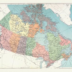 Geographia Map Company, Kanada i Nowa Fundlandia, 1935, mapa na grubym płótnie bawełnianym, ok. 20 x 25".