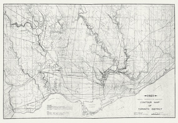 Toronto: Contour Map , 1923  , map on heavy cotton canvas, 22x27" approx.