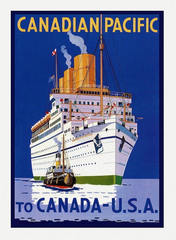 Travel Poster, Canadian Pacific to the U.S.A. on heavy cotton canvas, 22x27" approx.