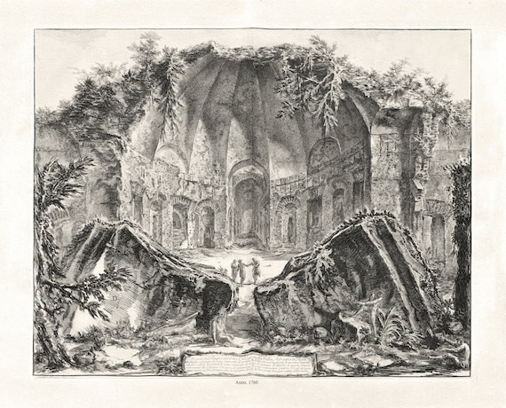 Giovanni Battista Piranesi, Remains of the Temple of the God Canopus at Hadrian's Villa in Tivoli, 1760, map on canvas, 22x27" approx.