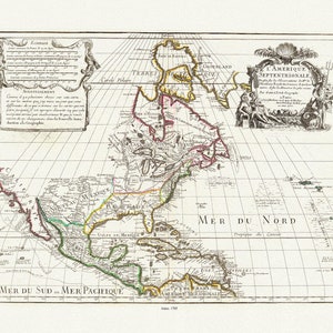 Delisle, (1675-1726) , L'Amerique Septentrionale, 1705, Karte auf schwerer Baumwollleinwand, ca.
