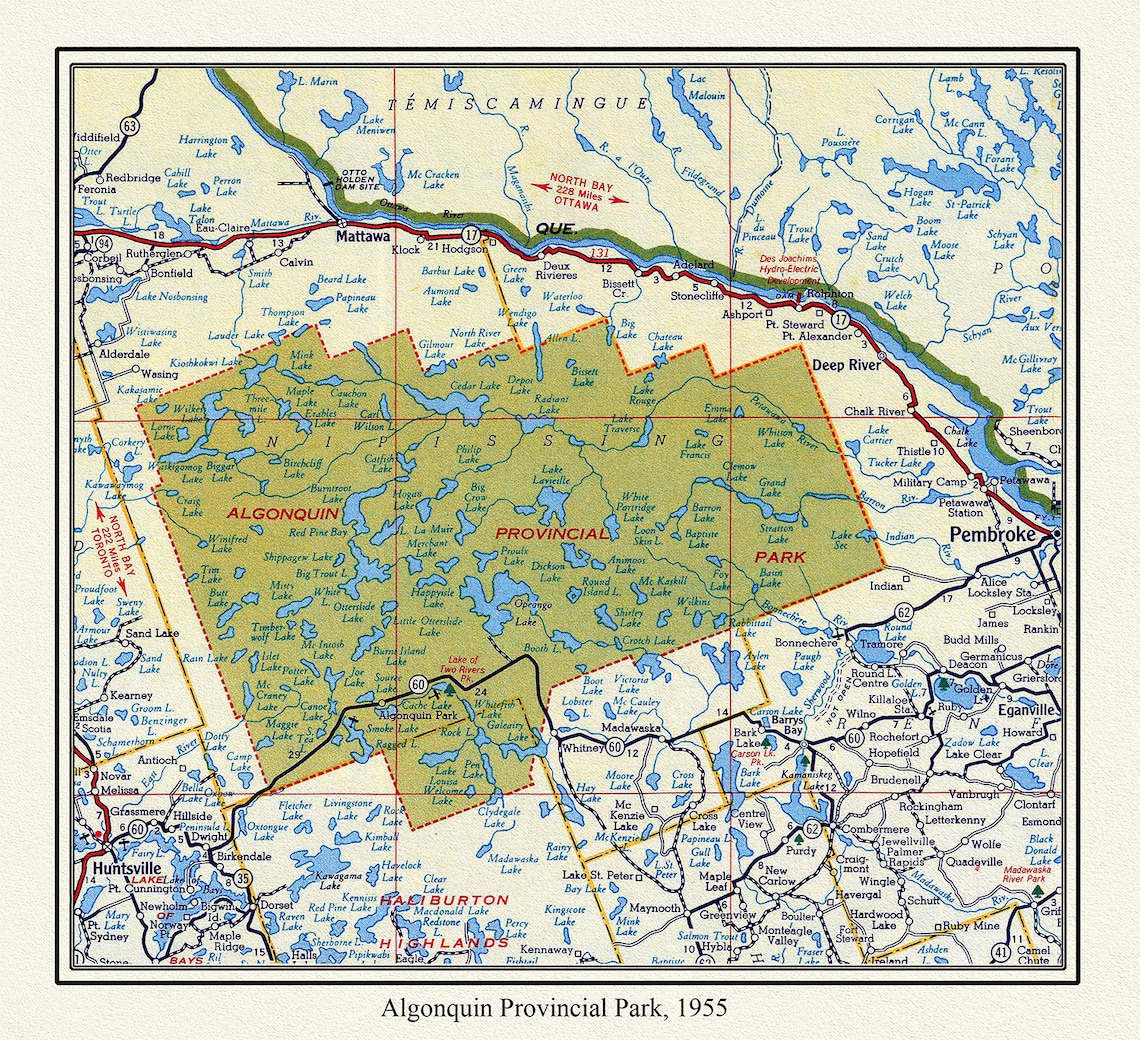 Algonquin Park Map Ontario